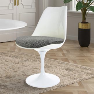 An Image of Fusion Living White Tulip Dining Chair with Textured Cushion