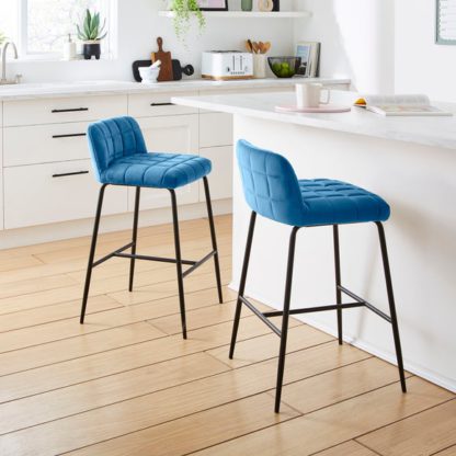 An Image of Caden Counter Height Bar Stool, Velvet