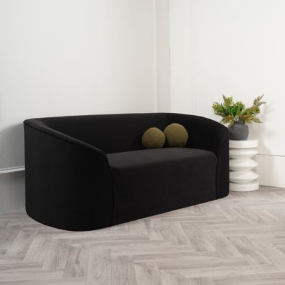 An Image of Zuma Black Velvet 2 Seater Sofa