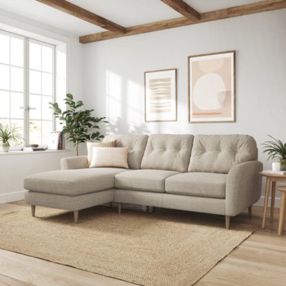 An Image of Sven Chunky Tonal Weave Large Corner Chaise Sofa