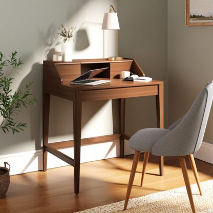 An Image of Knowle Compact Pull Out Desk, Dark Stained Oak