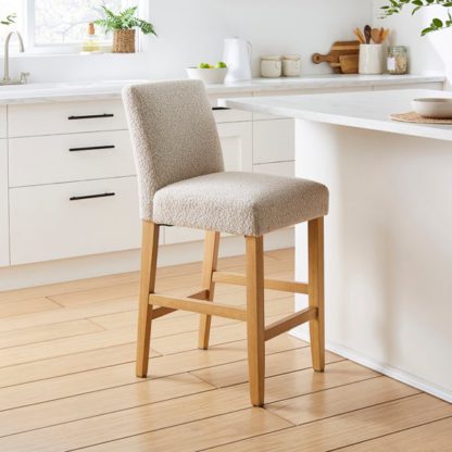 An Image of Oakley Counter Height Bar Stool, Tan Faux Leather