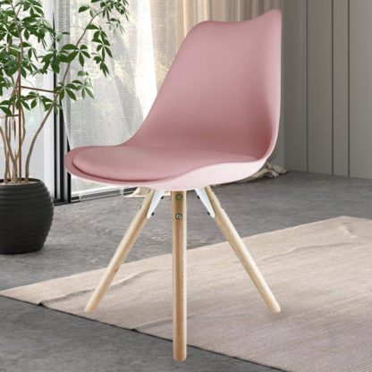 An Image of Fusion Living Soho White Plastic Dining Chair with Pyramid Legs