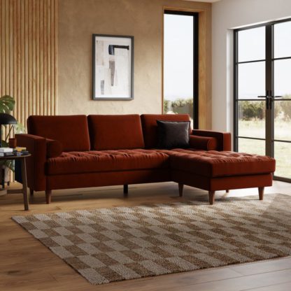 An Image of Zoe Casual Sit Velvet Corner Chaise Sofa