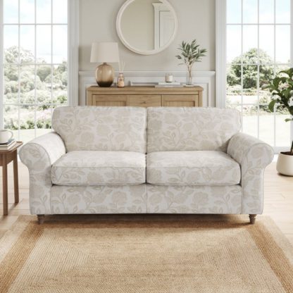 An Image of Flori Woven Floral Fabric 3 Seater Sofa