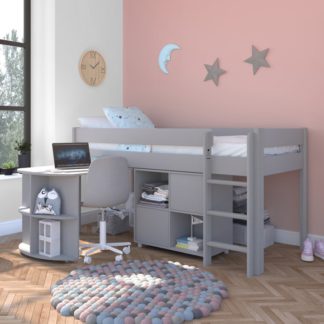 An Image of Stompa Uno Midsleeper With Pull Out Desk And Cube Unit, Pine