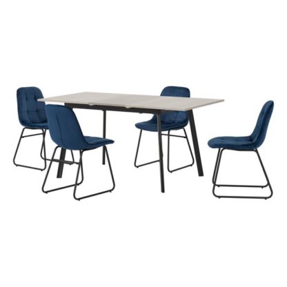 An Image of Avery Rectangular Extendable Dining Table with 4 Lukas Chairs