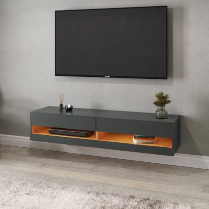 An Image of Delta 180cm Wall TV Unit with LEDs for TVs up to 80" Anthracite