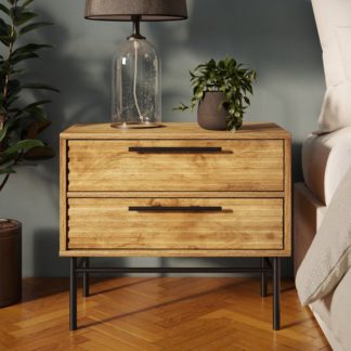 An Image of Bryant Wide 2 Drawer Bedside Table, Mango Wood Effect