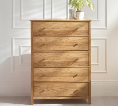 An Image of Coxmoor – 5-Drawer Chest of Drawers – Oak – Wooden - Happy Beds