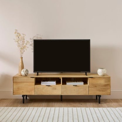 An Image of Spencer Extra Wide TV Unit for TVs up to 80", Mango Wood