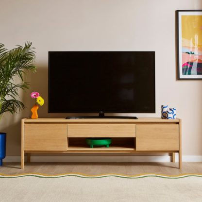 An Image of Elements Holmes Extra Wide TV Unit for TVs up to 80", Oak