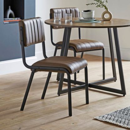 An Image of Rhys Set of 2 Dining Chairs, Faux Leather