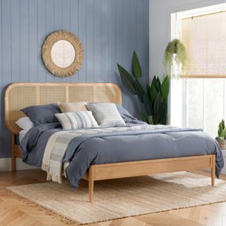 An Image of Elina Rattan Bed Frame, Oak