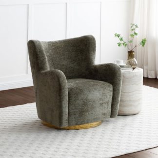 An Image of Theo Distressed Chenille Swivel Armchair