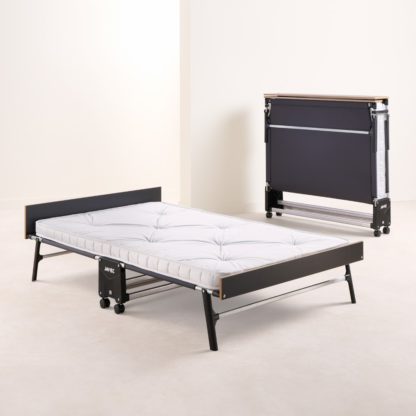 An Image of Jay-Be – Small Double - Grand Folding Bed with e-Pocket Mattress – White/Black – Metal/Fabric – 4ft