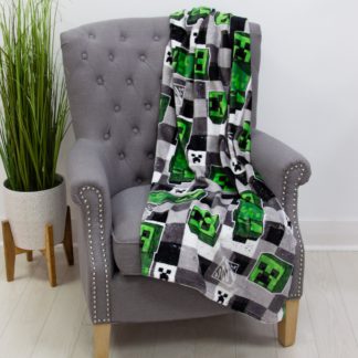 An Image of Minecraft Scribble Fleece Blanket Green