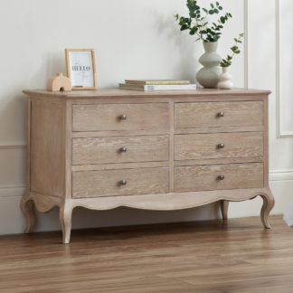 An Image of Camille - 6 Drawer Chest of Drawers - Oak - Wooden - Happy Beds