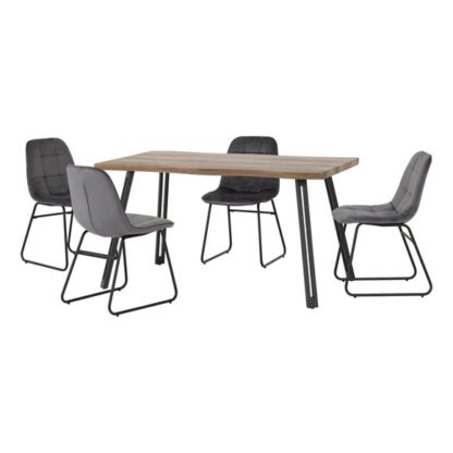 An Image of Quebec Wave Rectangular Dining Table with 4 Lukas Chairs