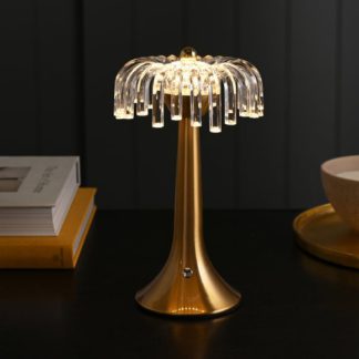 An Image of Hestia Bronze Base Crystal Trim Rechargeable Colour Changing LED Touch Table Lamp