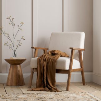 An Image of Ellwood – Fabric Armchair – Cream/Oak – Wooden/Fabric – Happy Beds