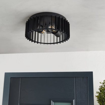 An Image of Reno Industrial Outdoor 2 Light Flush Ceiling Light