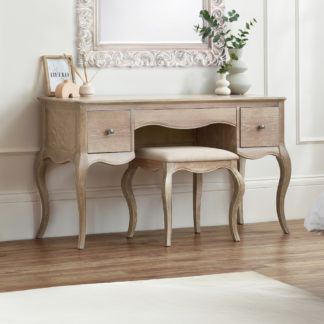 An Image of Camille - 2-Drawer Dressing Table with Stool - Oak - Wooden - Happy Beds