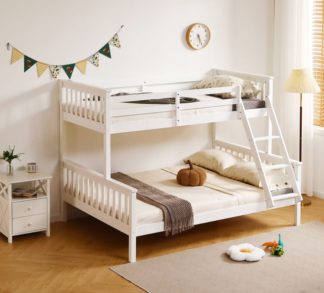 An Image of Hannah - Single/Double - Triple Sleeper Bunk Bed - White - Wooden - 3ft/4ft6 - Happy Beds