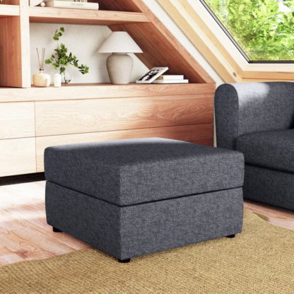 An Image of Square Tonal Weave Storage Footstool