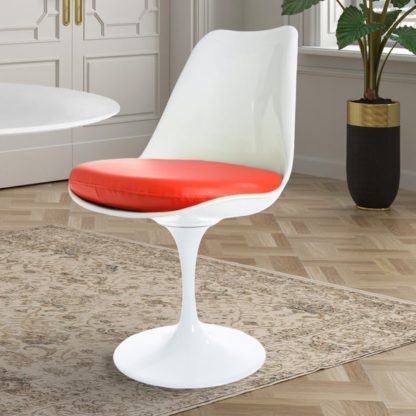 An Image of Fusion Living White Tulip Dining Chair with PU Cushion